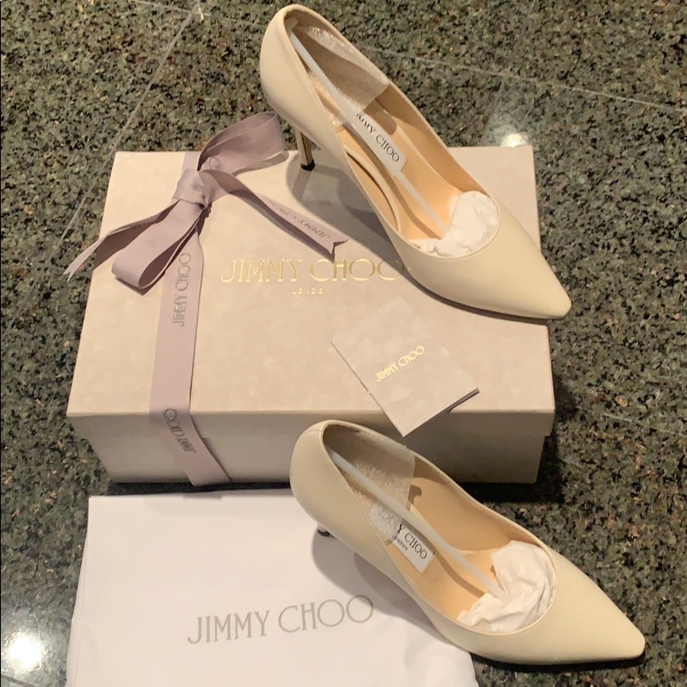 Jimmy Choo Romy 85 size 38 in kid leather linen
